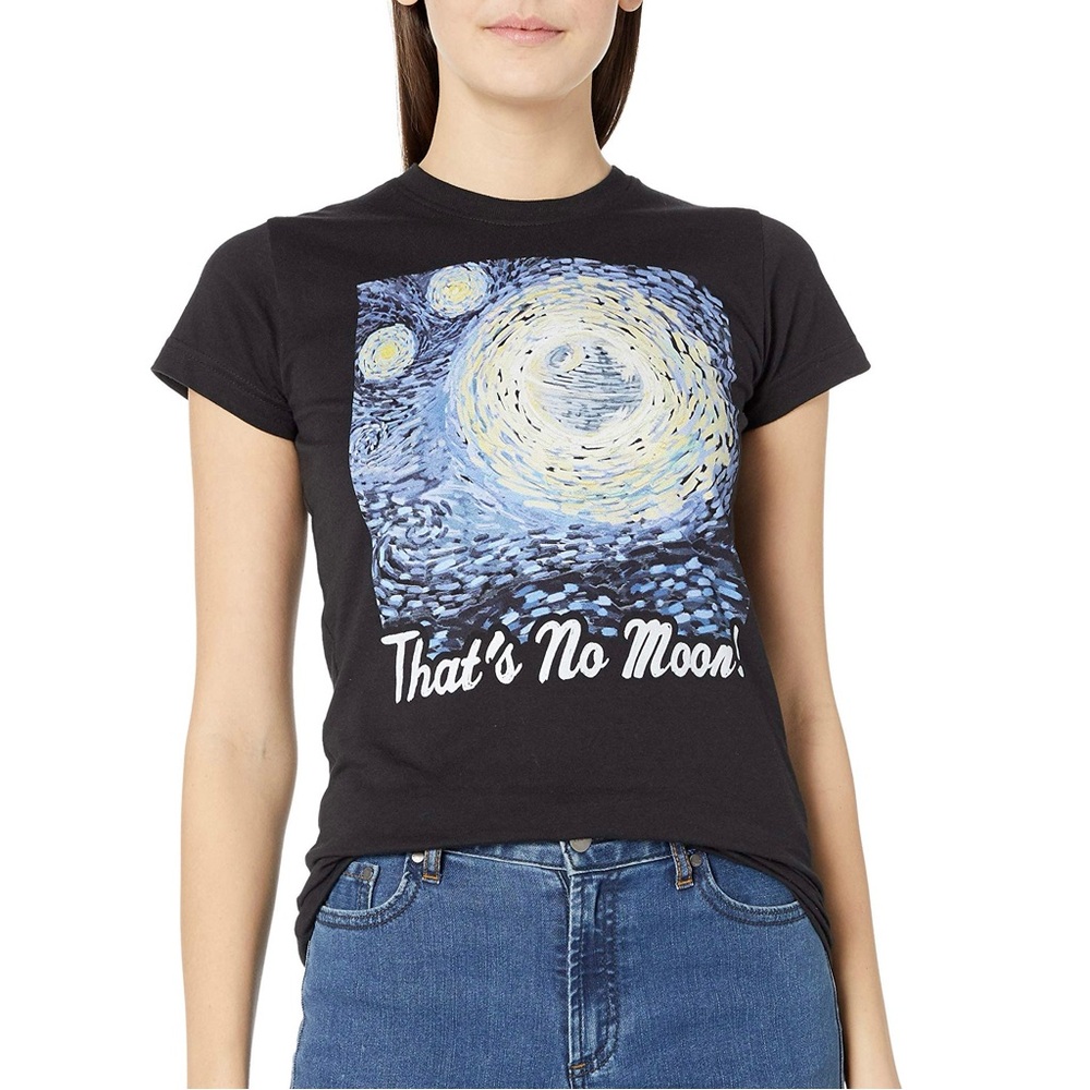 Star Wars ‘That's No Moon’ Art Graphic Tee T-Shirt Black Blue Junior’s Size L
